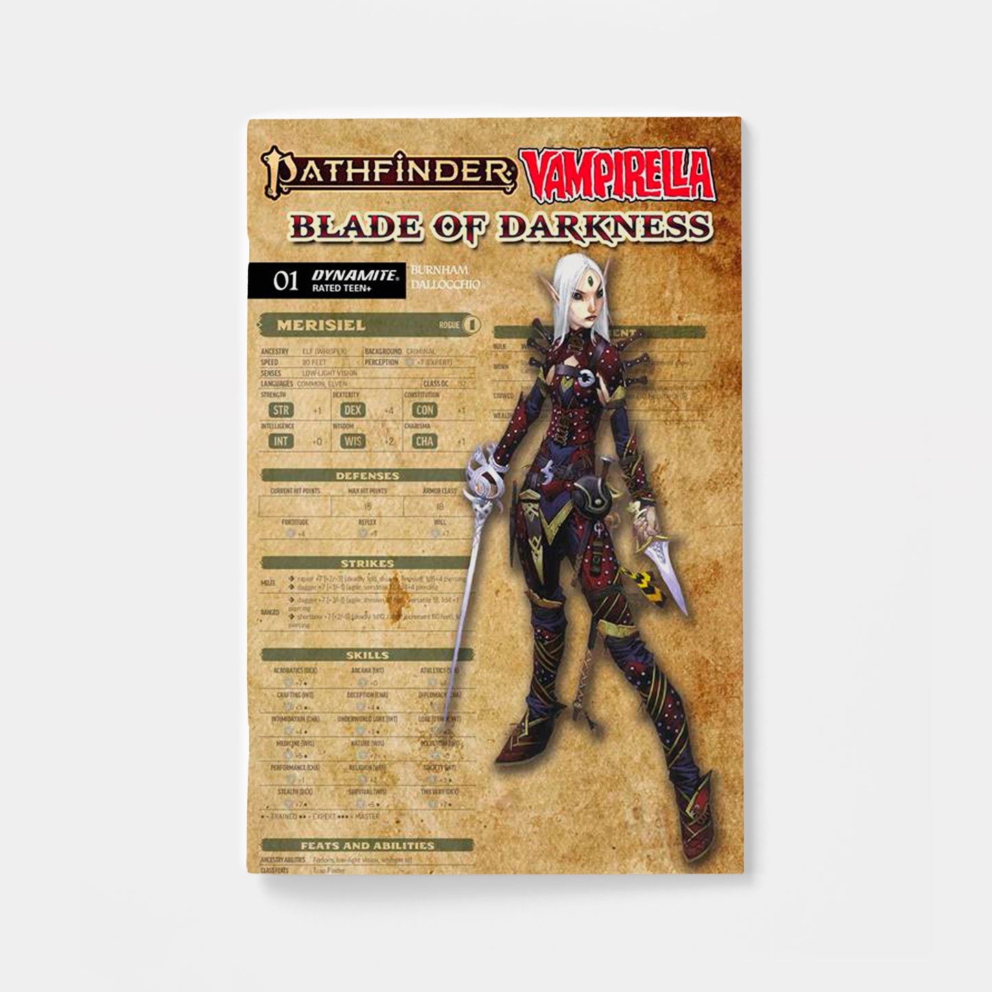 PATHFINDER VAMPIRELLA BLADE OF DARKNESS #1 CVR C WAYNE REYNOLDS CHARACTER SHEET VAR | presale | 2026-10-28