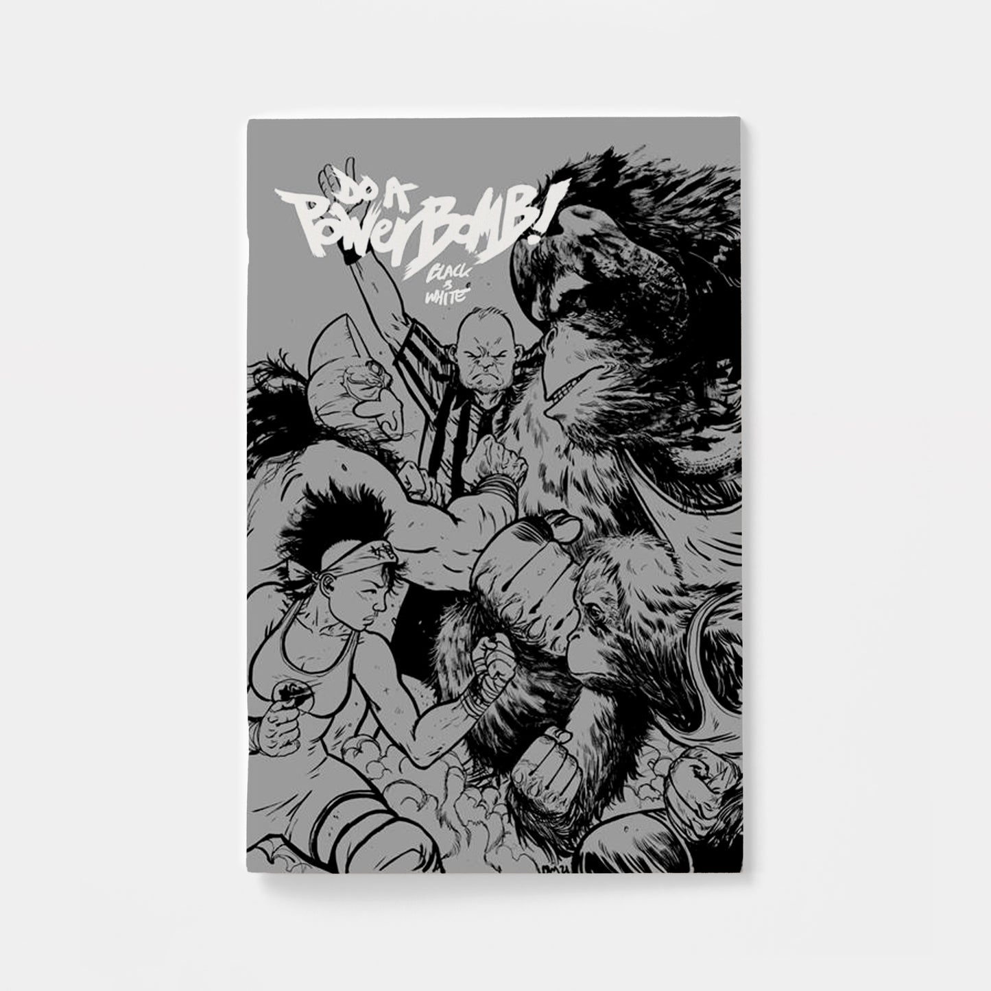 DO A POWERBOMB BLACK AND WHITE #2 (OF 3) CVR B DANIEL WARREN JOHNSON ORANGUTAN VAR