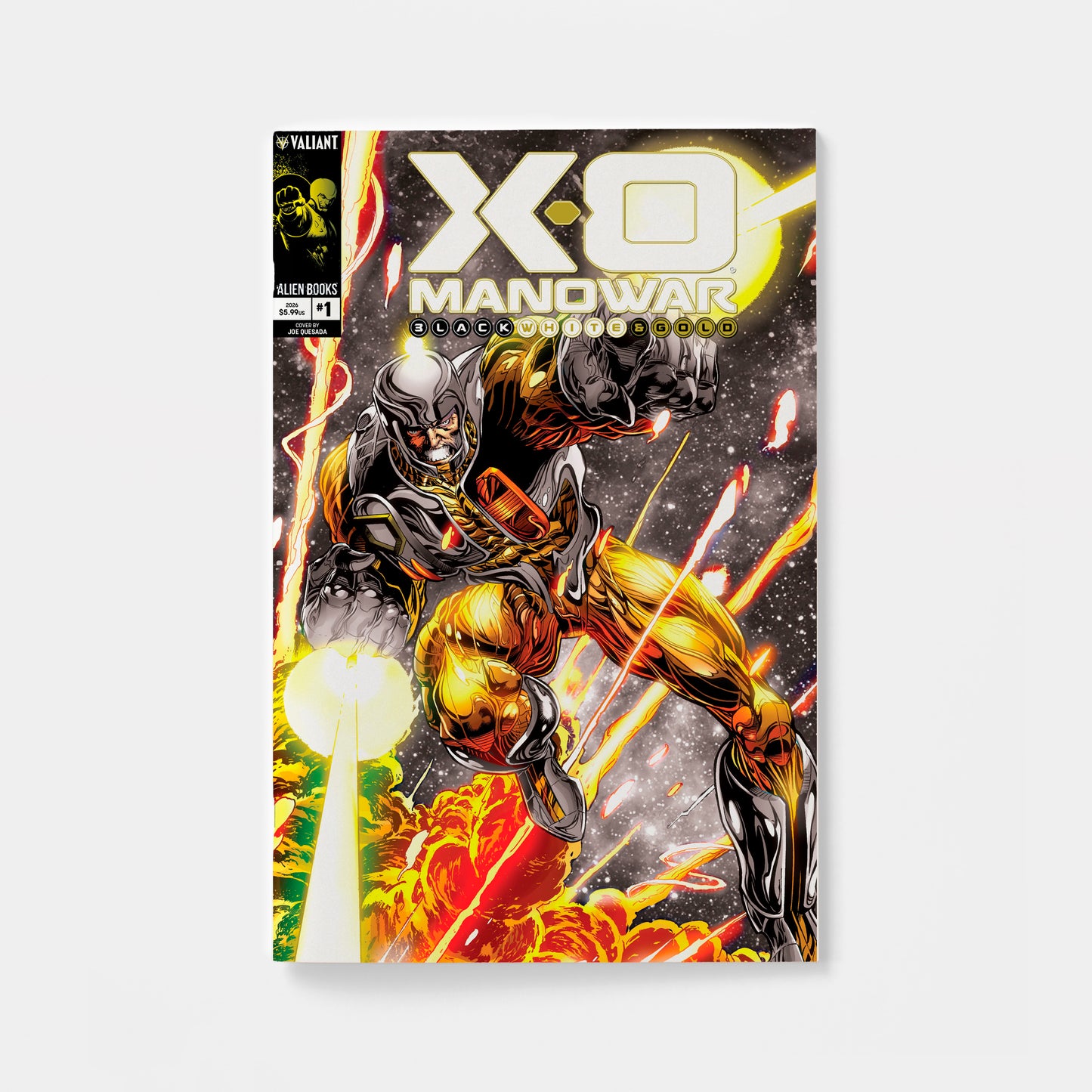 X-O Manowar Black, White & Gold #1 Variant B (Quesada Black, White & Gold Variant) | presale | 2026-10-21